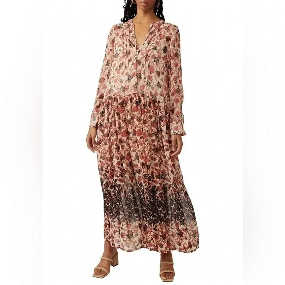 Free People Dress Boho See It Through Floral Sheer Lined Orange Brown NWT Size S - Picture 1 of 14